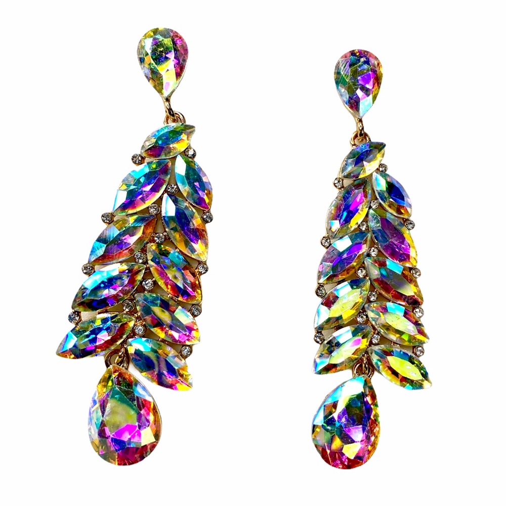 AB Crystal Statement Dangle Earrings